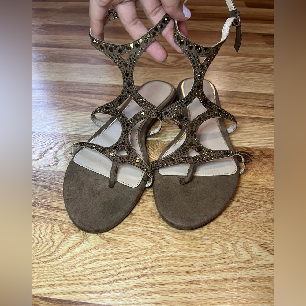 Zara Brown Studded Sandals